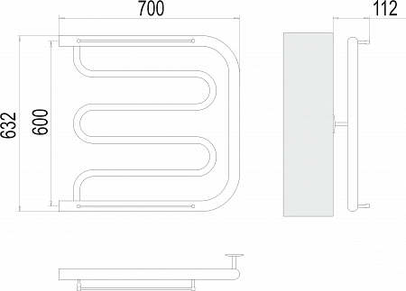 Фокстрот БШ 600х700 Полотенцесушитель  TERMINUS Златоуст - фото 3