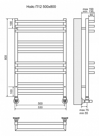 Нойс П12 500х800 Полотенцесушитель  TERMINUS Златоуст - фото 3