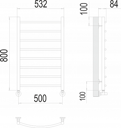 Классик П8 500х800 Полотенцесушитель  TERMINUS Златоуст - фото 3