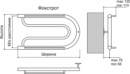 Фокстрот AISI 32х2 320х500 Полотенцесушитель  TERMINUS Златоуст - фото 3