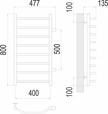 Виктория П8 400х800 бп500 Полотенцесушитель  TERMINUS Златоуст - фото 3