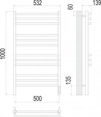 Прато П12 500х1000 электро (sensor quick touch) Полотенцесушитель  TERMINUS Златоуст - фото 3