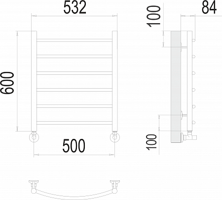 Классик П6 500х600 Полотенцесушитель  TERMINUS Златоуст - фото 3