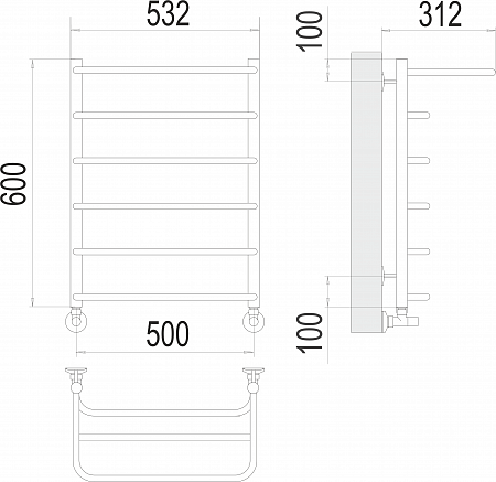 Полка П6 500х600  Полотенцесушитель  TERMINUS Златоуст - фото 3