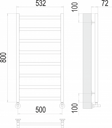 Аврора П8 500х800 Полотенцесушитель  TERMINUS Златоуст - фото 3