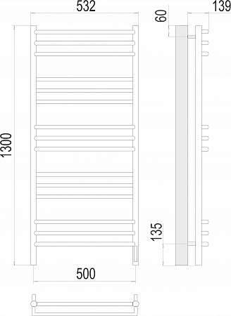 Прато П15 500х1300 электро (sensor quick touch) Полотенцесушитель  TERMINUS Златоуст - фото 3