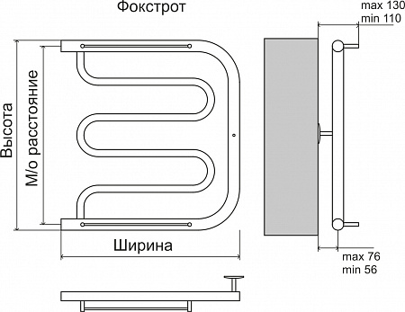 Фокстрот AISI 32х2 600х600 Полотенцесушитель  TERMINUS Златоуст - фото 3