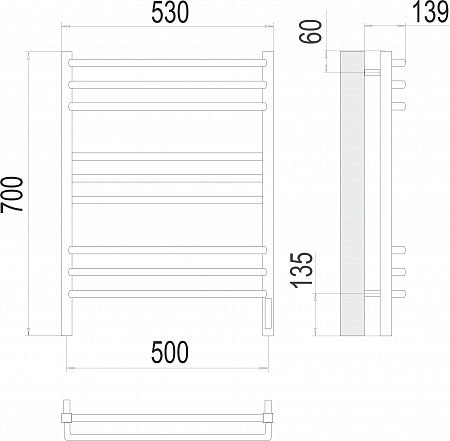 Соренто П9 500х700 электро (sensor quick touch) Полотенцесушитель  TERMINUS Златоуст - фото 3