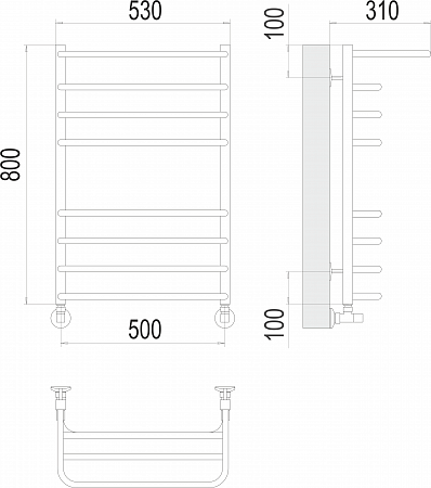 Арктур П8 500х800 Полотенцесушитель  TERMINUS Златоуст - фото 3
