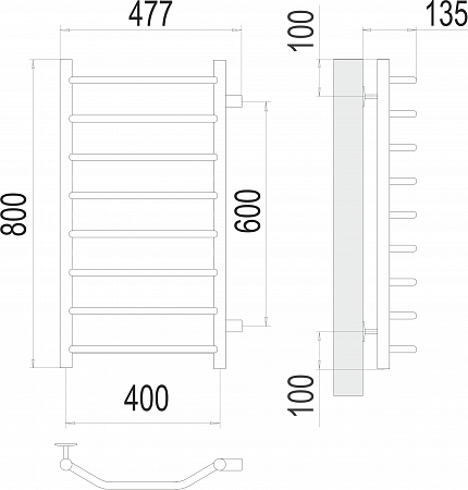 Виктория П8 400х800 бп600 Полотенцесушитель  TERMINUS Златоуст - фото 3