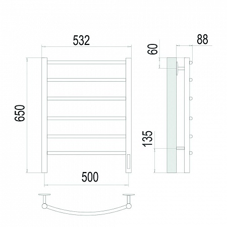 Классик П6 500х650 Электро (quick touch) Полотенцесушитель TERMINUS Сатин Златоуст - фото 4