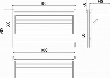 Горизонт П8 1000х600 электро КС ЧЕРНЫЙ МУАР (sensor quick touch) Полотенцесушитель TERMINUS Златоуст - фото 5