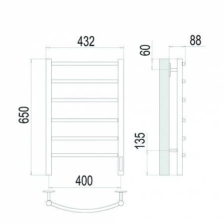 Классик П6 400х650 Электро Полотенцесушитель TERMINUS Сатин Златоуст - фото 4